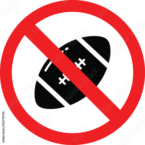 no ammerican football prohibited sign on white background