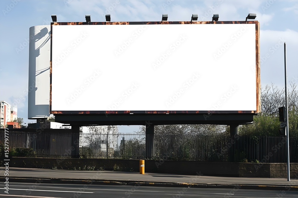 Obraz premium Large Blank Billboard in a High-Traffic Urban Location