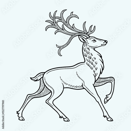 Elegant line art deer illustration for design projects.