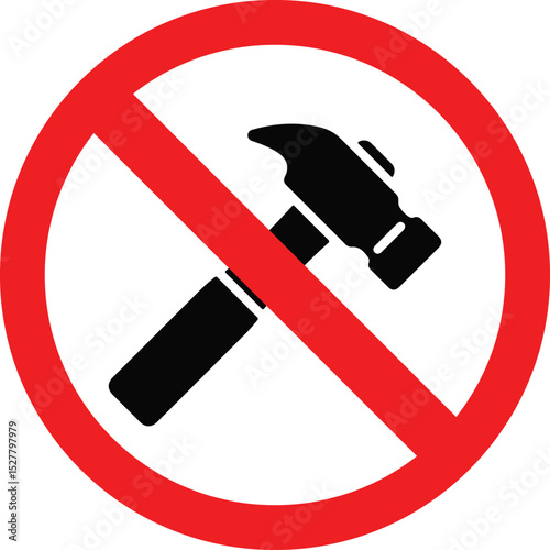no hammer prohibited sign on white background