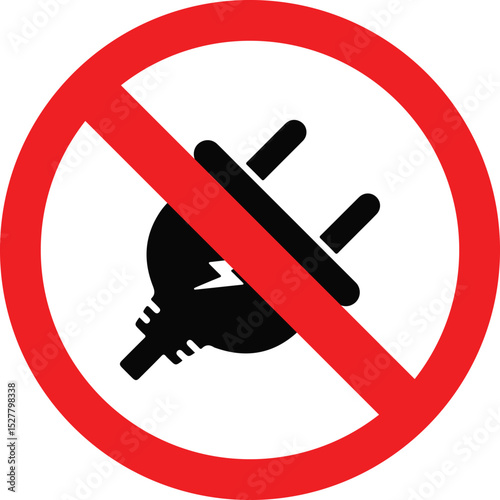 no plug prohibited sign on white background