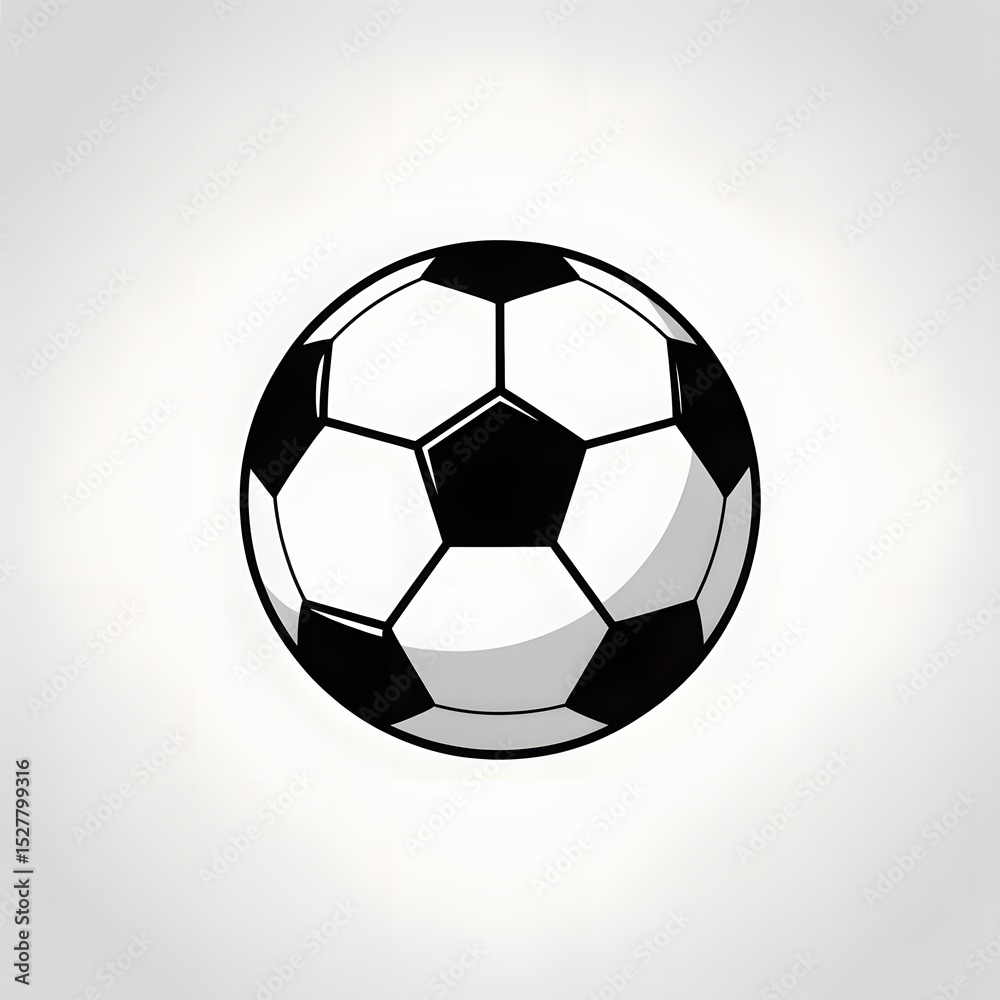 Obraz premium A classic black and white soccer ball with a distinctive pattern is positioned in the center against a light backdrop, creating a sporty, clean image perfectly.