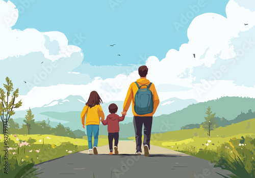 family walking in the park