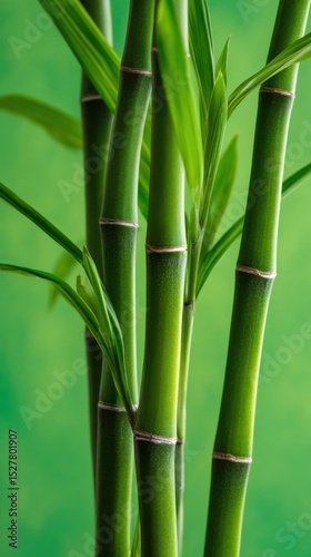 Lush green bamboo stalks against a verdant backdrop