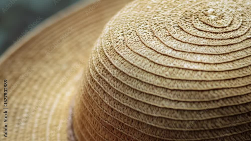Animation of cozy summer hat made of straw 