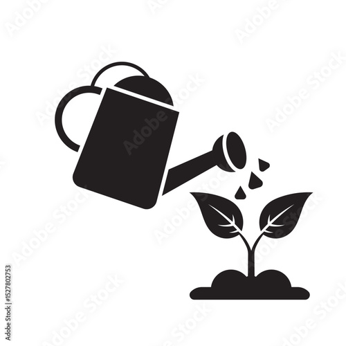 Watering Can logo icon illustration flat