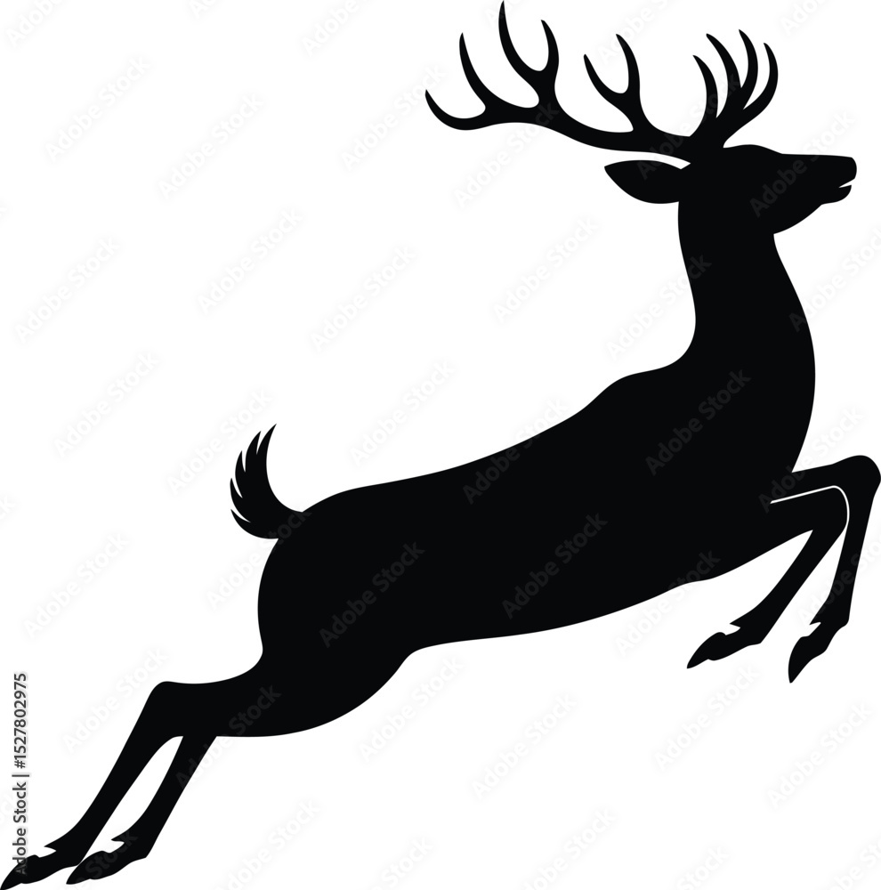 Fototapeta premium Elegant leaping deer illustration in silhouette. A simple yet striking design, perfect for various creative projects. silhouette