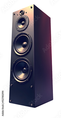 Tall black floor standing speaker for home audio music enjoyment