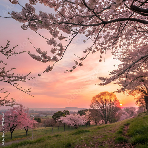 sunset in the forest