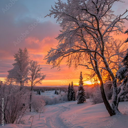 sunset in winter
