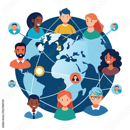 Diverse Group of People Connected Around the World