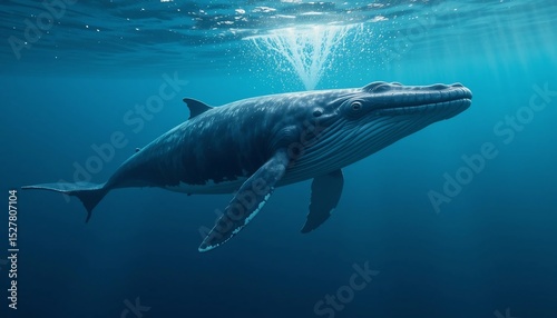 Majestic Humpback Whale Underwater Ocean Wildlife Marine Mammal Deep Blue Sea