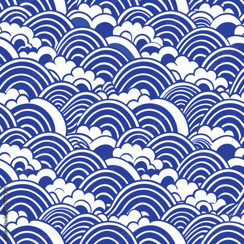 Seamless Japanese Wave Traditional Style Pattern