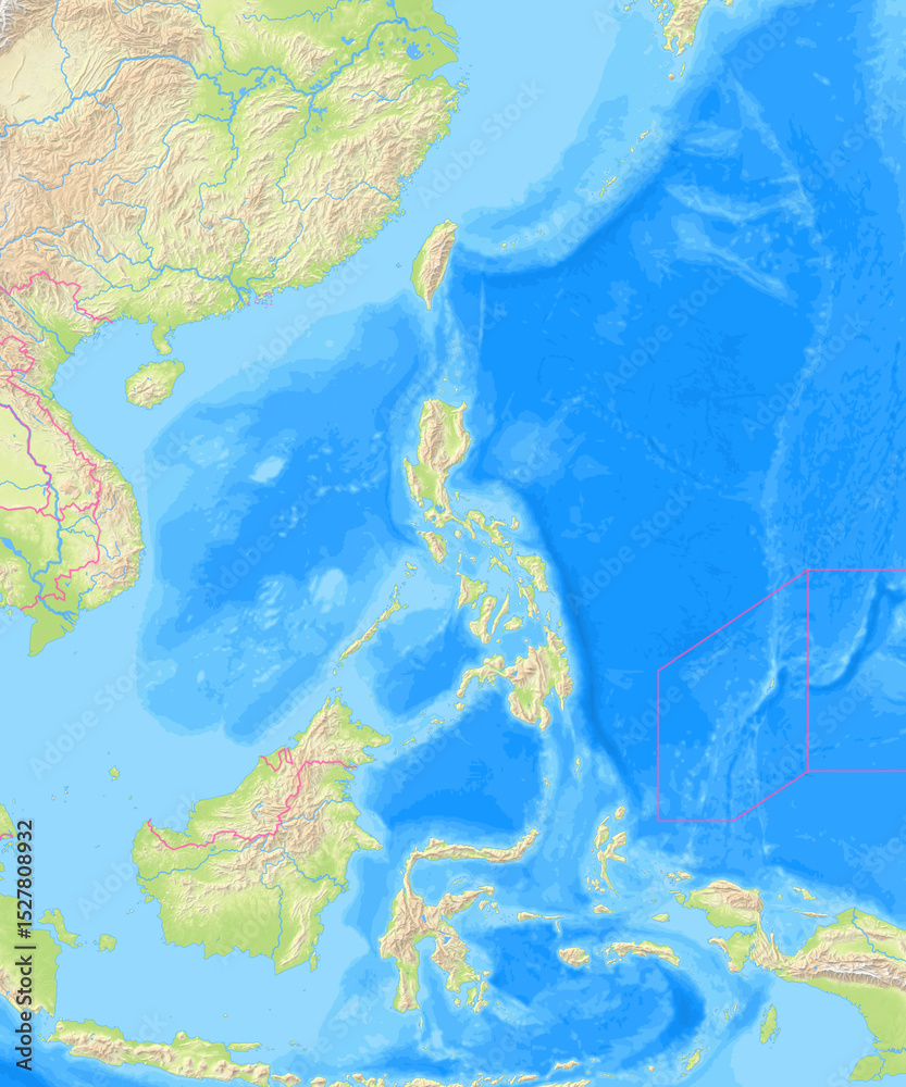 Fototapeta premium Map of the Philippines and surrounding countries without any labels