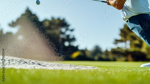 Golf Swing Sand Explosion From Bunker Shot, golf, sports