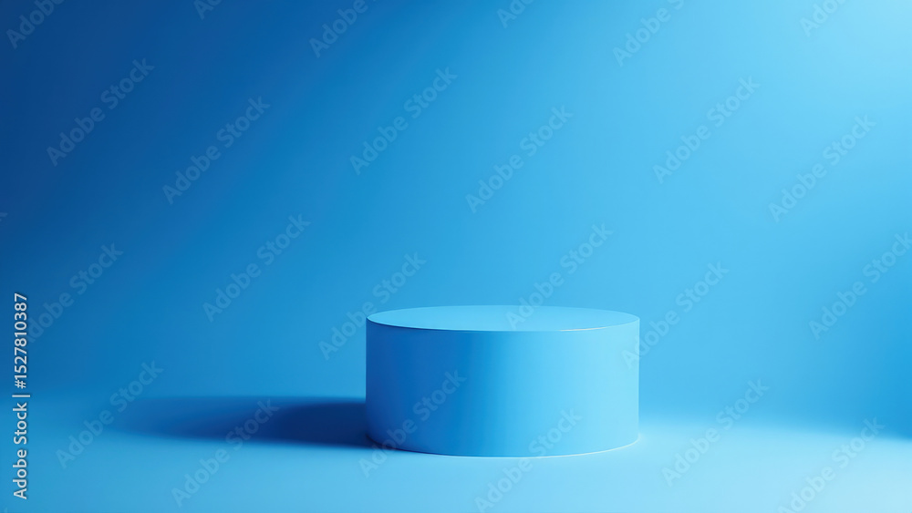 Minimalist blue cylinder product display platform background Minimalist blue cylinder product display platform background