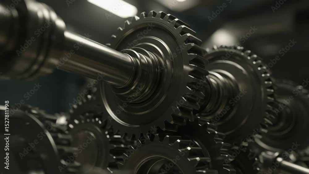 Interlocking metal gears in a mechanical engineering setting Interlocking metal gears in a mechanical engineering setting
