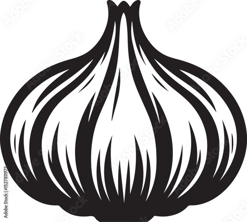Garlic silhouette vector art illustration. Garlic vector icon.