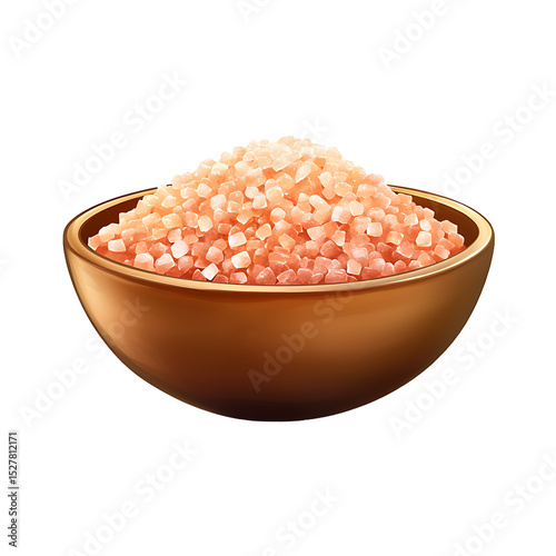 Bowl of Himalayan Pink Salt on Transparent Background, Mineral Crystals