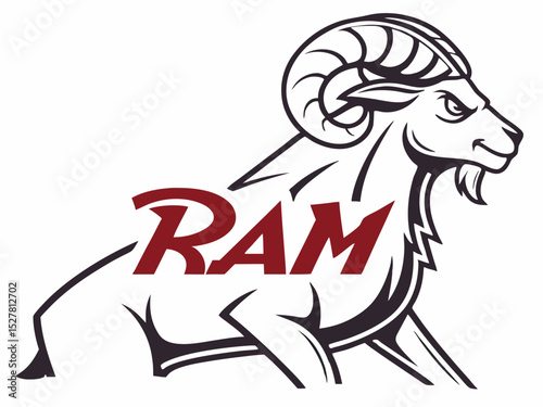 Bold, stylized ram head logo, perfect for branding.