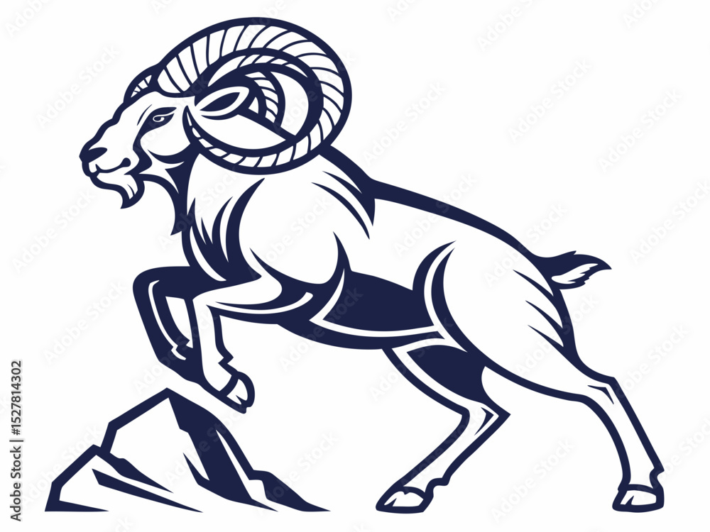 Obraz premium Bold, stylized ram head logo, perfect for branding.