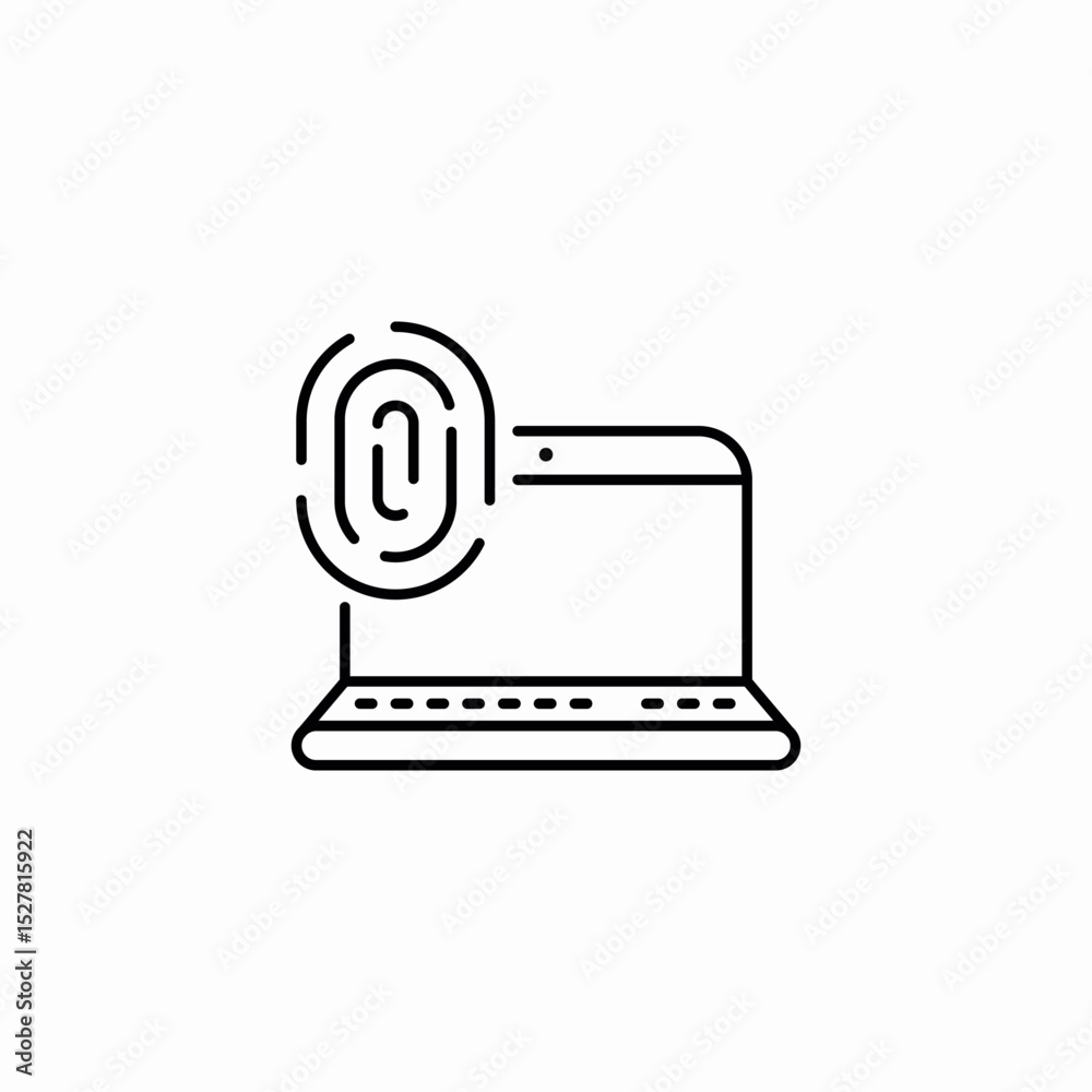 laptop fingerprint icon sign vector laptop fingerprint icon sign vector