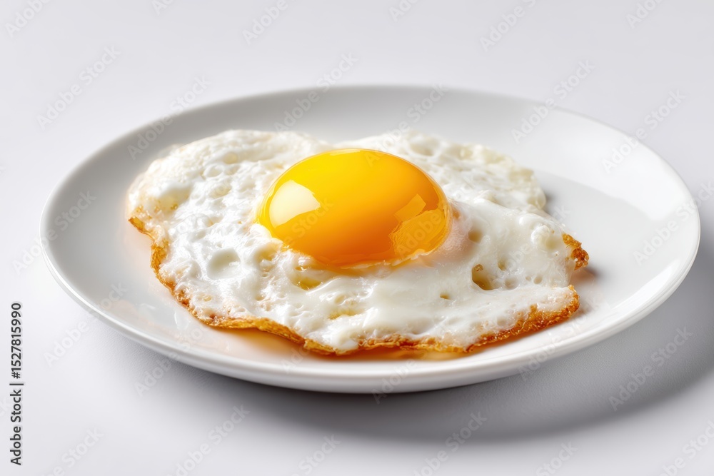 Fried egg sunny-side-up isolated on white plate Fried egg sunny-side-up isolated on white plate