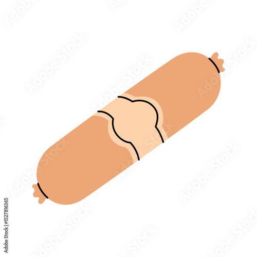 Doctor sausage. Semi-finished products. Vector illustration.
