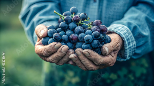 Merlot grapes in a man's hands