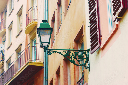 Beautiful green lantern in the center of Strasbourg, France