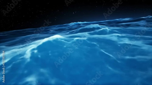 Blue deep ocean waves with dark sky