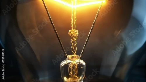 Golden antique light bulb in the dark