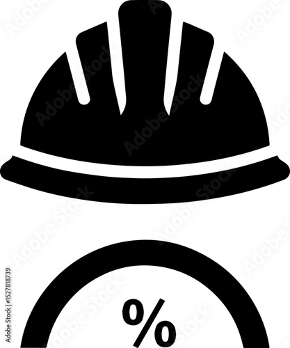 Hard Hat with Percentage Gauge - Construction Safety and Progress Indicator photo