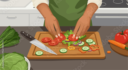 woman cutting vegetables