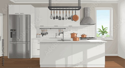 modern kitchen interior with kitchen