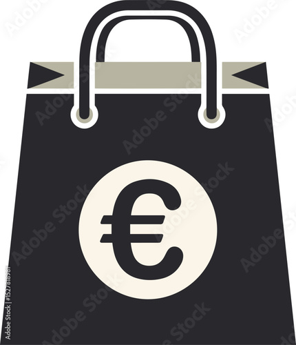 Shopping Bag with Euro Symbol - European Retail and E-commerce Concept
