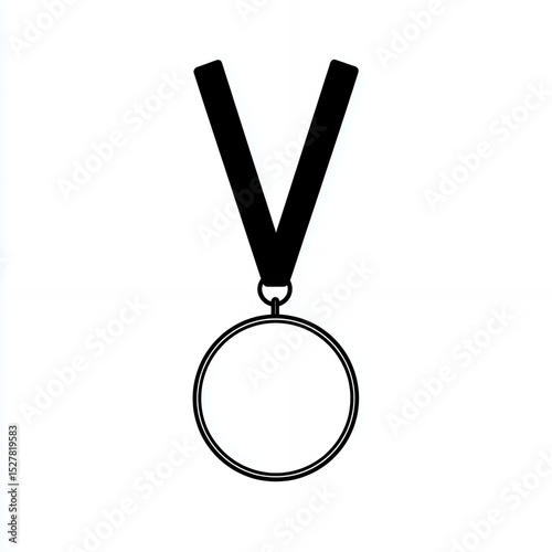A black and white medal with a black ribbon is displayed