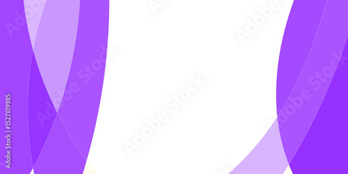 Abstract design with overlapping, curved, purple shapes on a white background