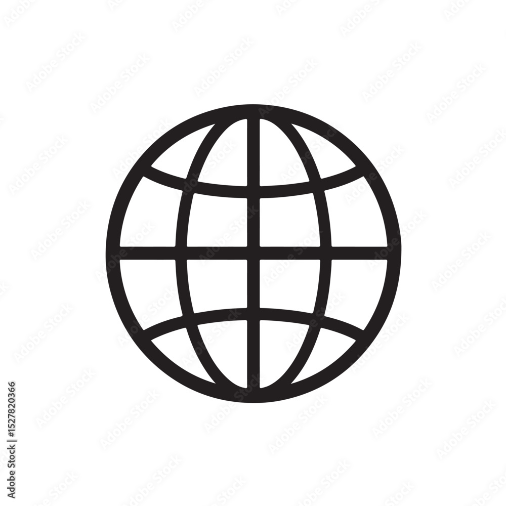 Simple Globe Icon Representing World, Internet, Global Network and Communication Simple Globe Icon Representing World, Internet, Global Network and Communication