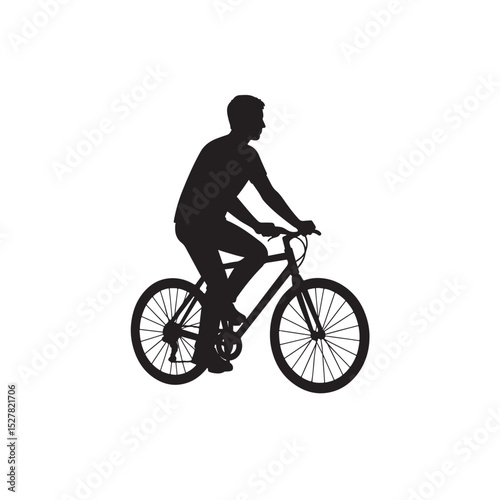 Silhouette of man riding bicycle in casual outdoor activity