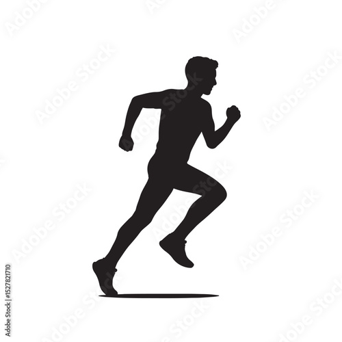 Silhouette of a man running in athletic sprint motion