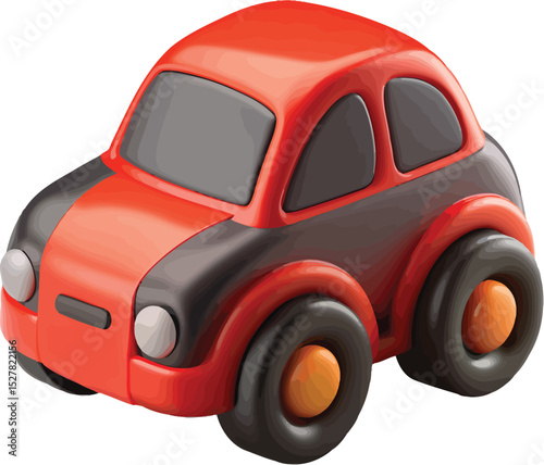 Red and Black Toy Car with Large Wheels, Child's Plaything