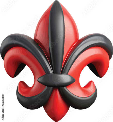 Red and Black Fleur-de-lis 3D Render