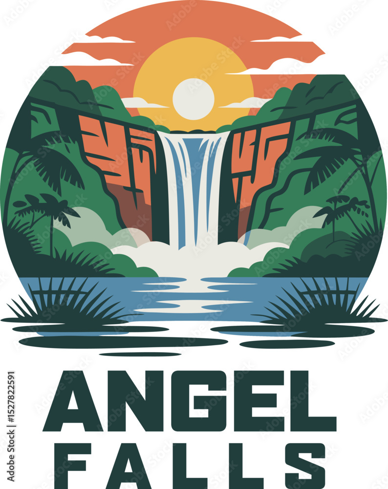 Naklejka premium Angel Falls vector logo