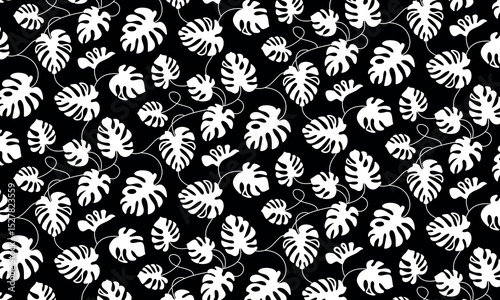 Liana floristic vector pattern seamless black and white ornament for textile, fabric, interior, ceramic, wallpaper, paper decoration