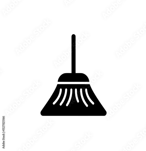 Broom icom vector in black color on white background.