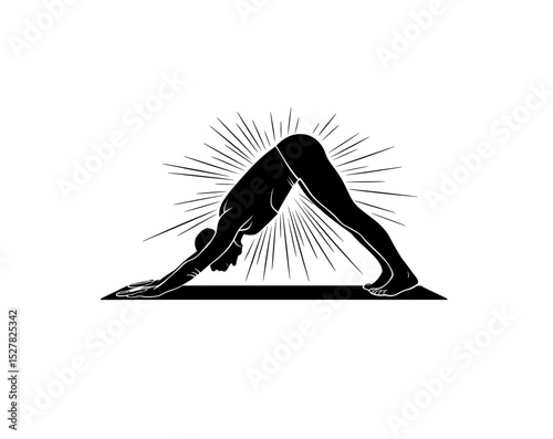 Girl doing yoga icon vector in black color with white background. Girl doing exercise icon.