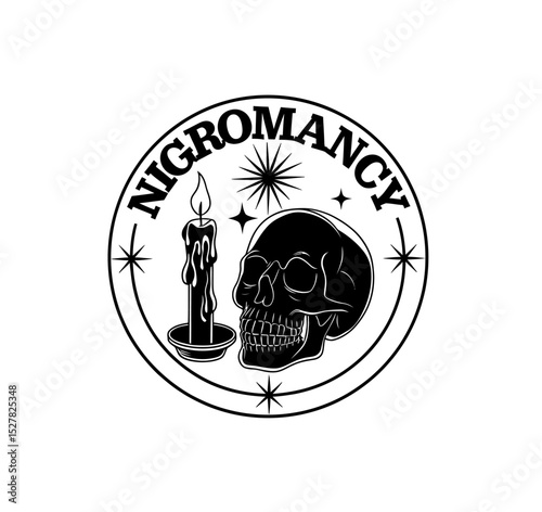 Nigromancy logo icon vector in black color with white background.