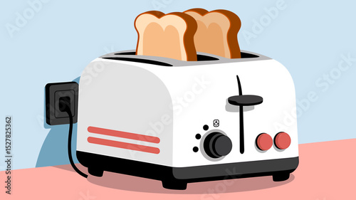 Toaster flat vector isolated on blue. Bread toaster vector illistration.