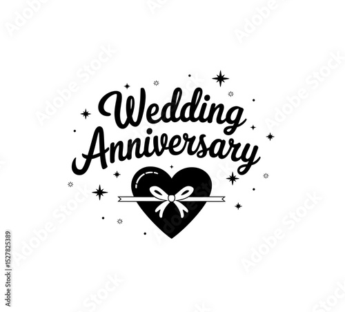Wedding anniversary icon vector in black color isolated on white.